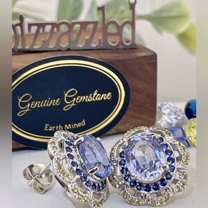 8ct Tanzanite sapphire yellow blue sapphire 14k over 925 silver lavender violet